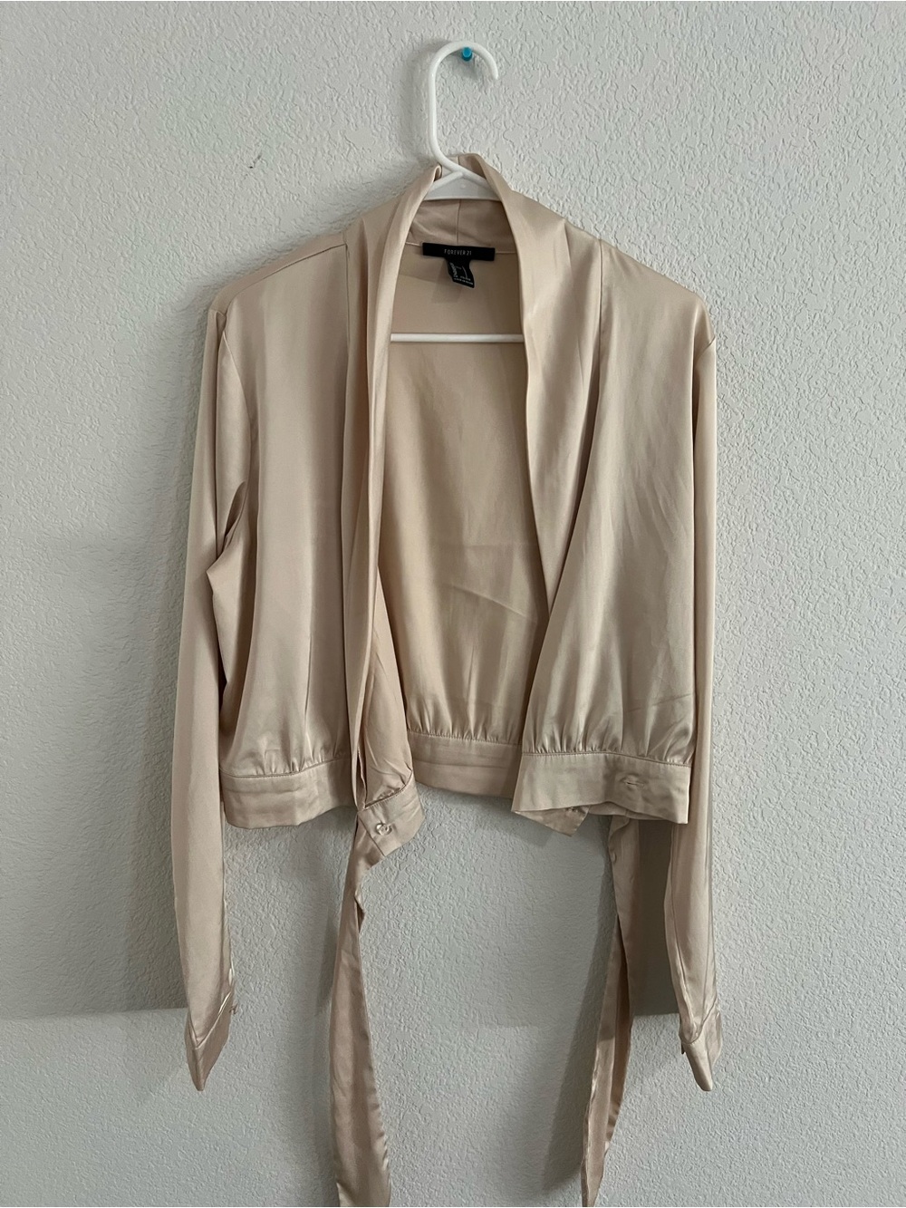 Forever 21 Cream Open Front Draped Blazer